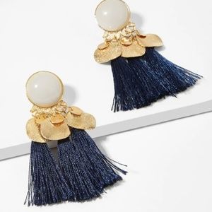 RACHEL Gold Enamel Gemstone + Navy Tassel …